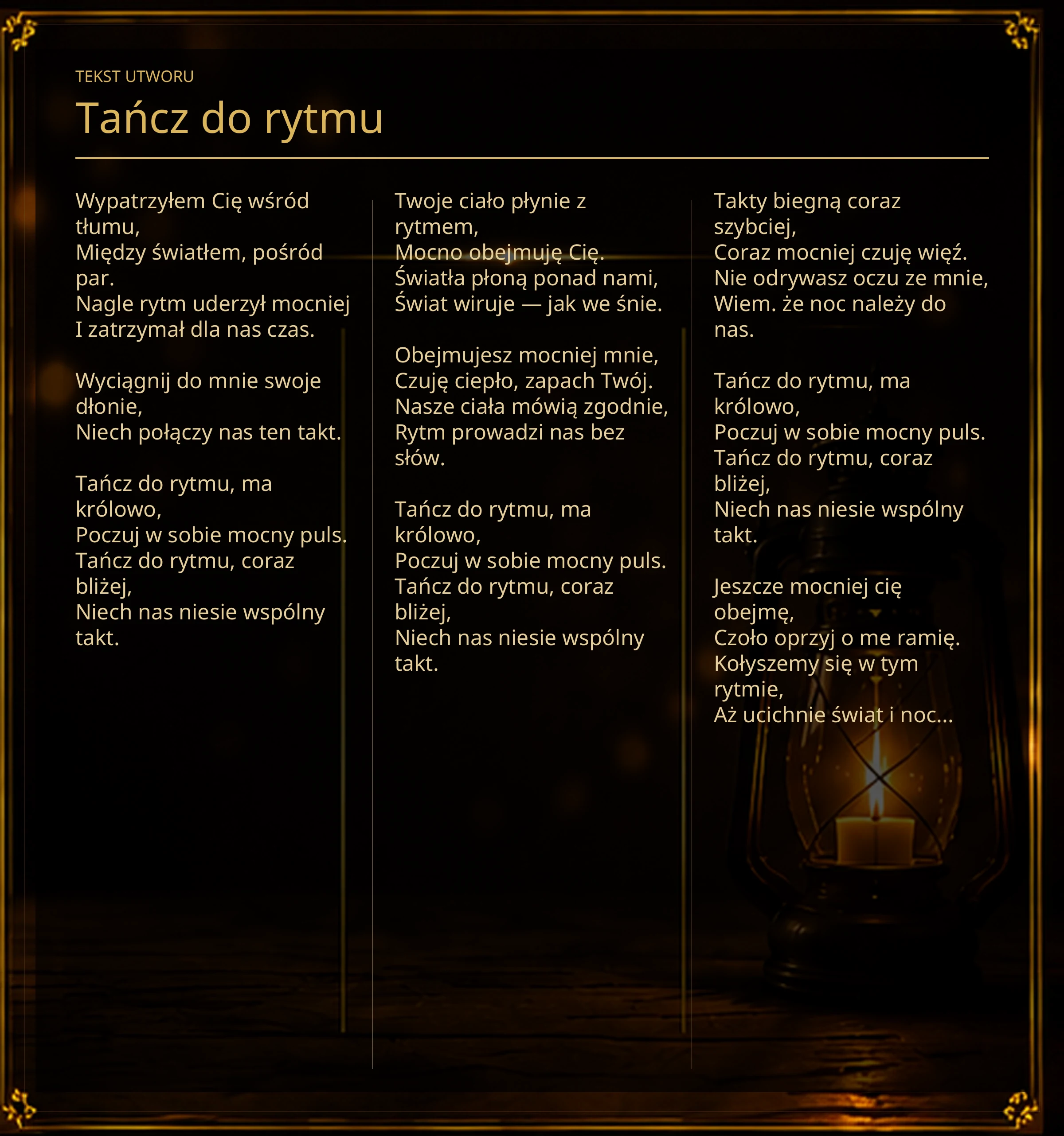 Tekst piosenki „Tańcz do rytmu” – Lyric Booklet